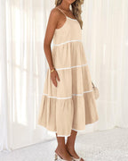 Women's Summer Spaghetti-Strap Tiered Maxi Dress