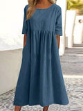 Cotton Linen 5-Quarter Sleeve Dress