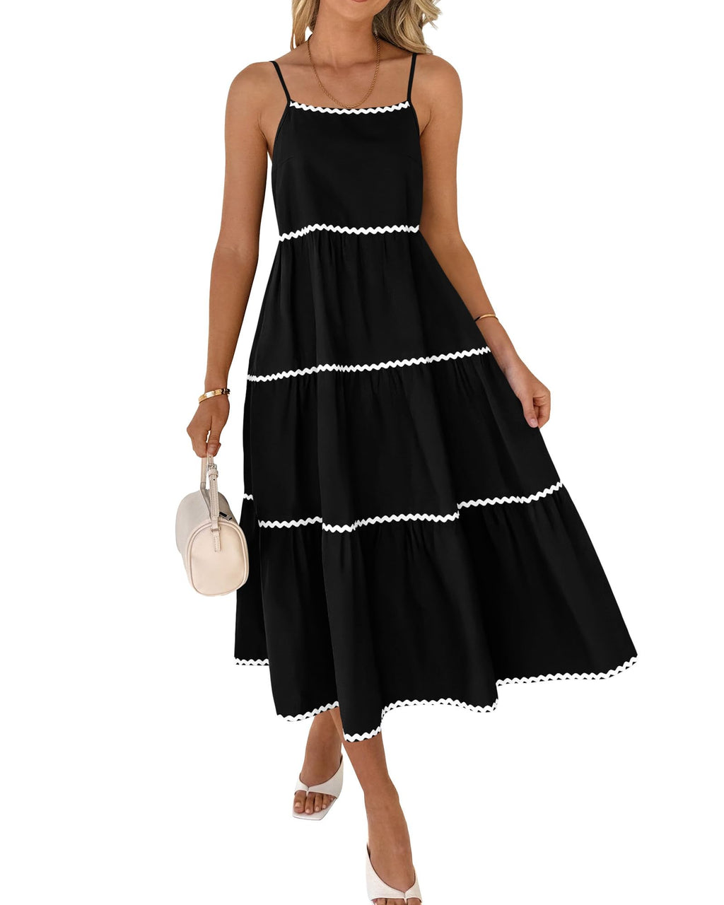 Women's Summer Spaghetti-Strap Tiered Maxi Dress