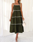 Women's Summer Spaghetti-Strap Tiered Maxi Dress